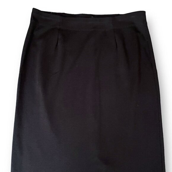 Eileen Fisher Womens Ponte Pencil Skirt Sz M Black Pull On Stretch Minimalist - Picture 3 of 6